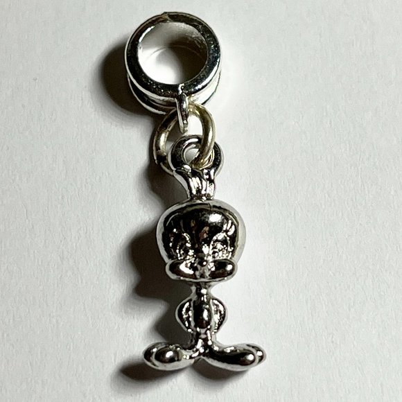 Vintage Tweety Bird Charm European Slider Bead for Bracelet Necklace Silver tone - Picture 3 of 8